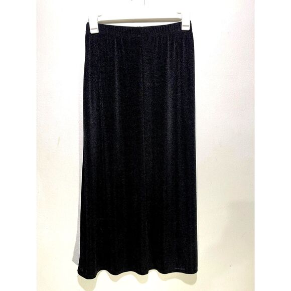 Kathia Lea slinky maxi skirt VTG pull on non runcke traveler black comfy women M - Picture 2 of 5